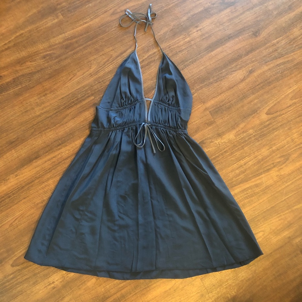 Navy silk halter tunic - black halo